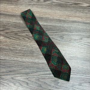 Barney’s New York Red, Green, Teal & Gold Paisley Skinny Tie